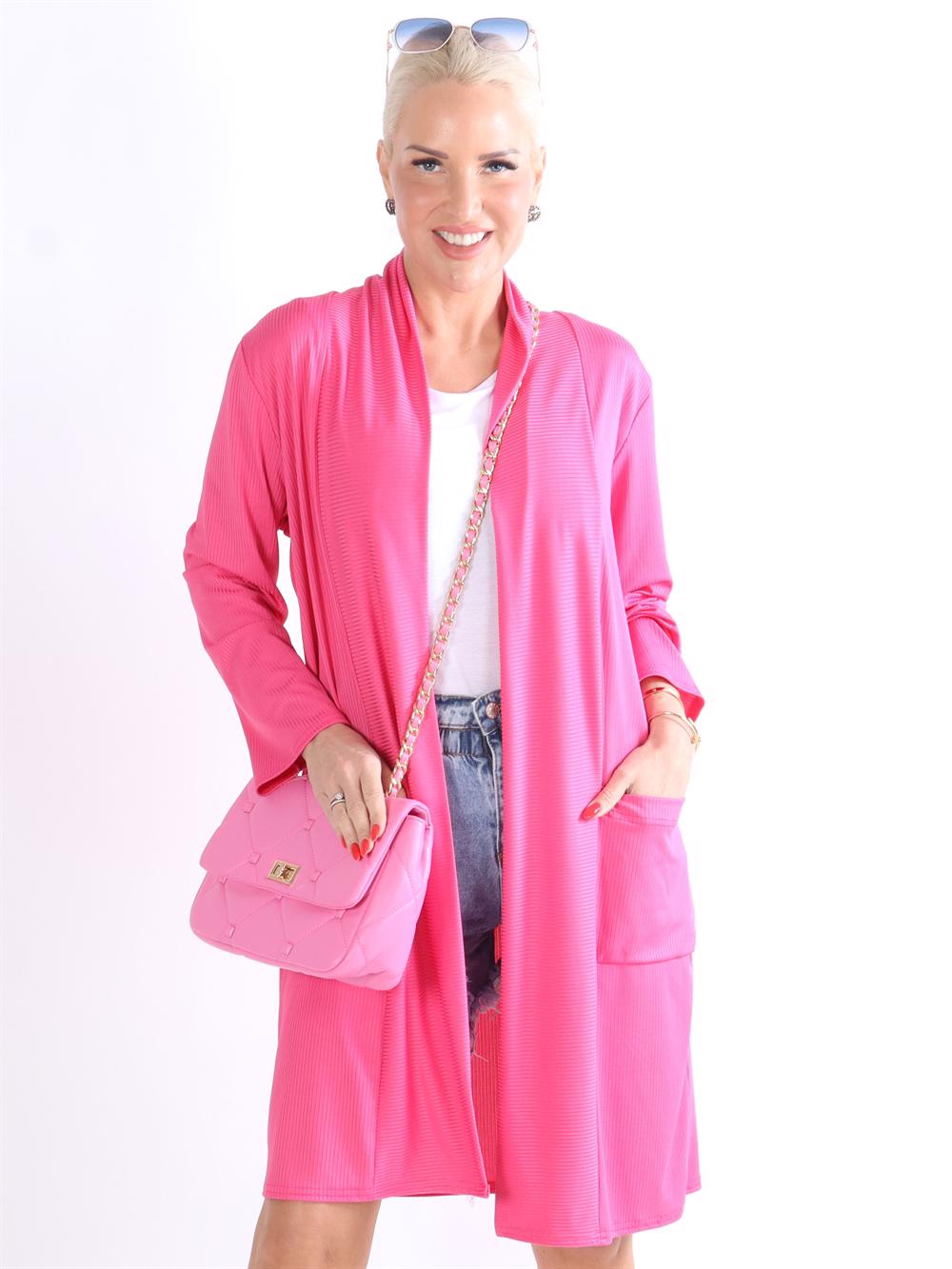 Dolly cardigan - Ribbet cardigan med lommer